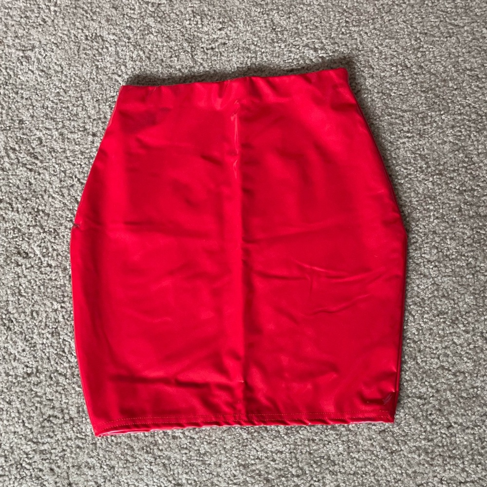 Faux latex mini skirt